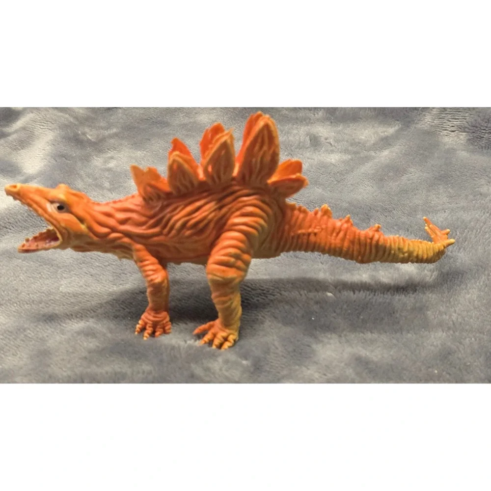 Vintage Orange Stegosaurus Dinosaur Toy Figure Made in China Plastic Monster